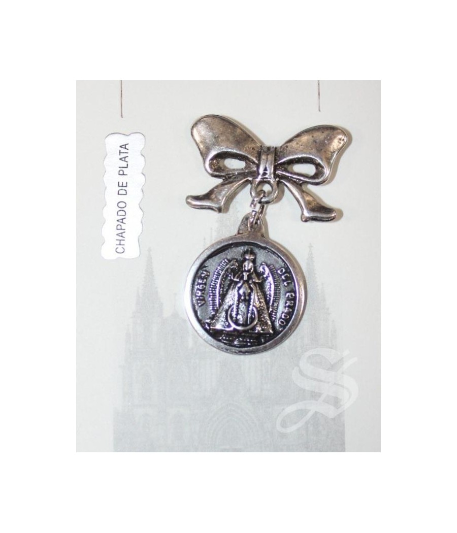 PIN LAZO VIRGEN DEL PRADO  MEDALLA 20 MM. METAL BAÑO PLATA