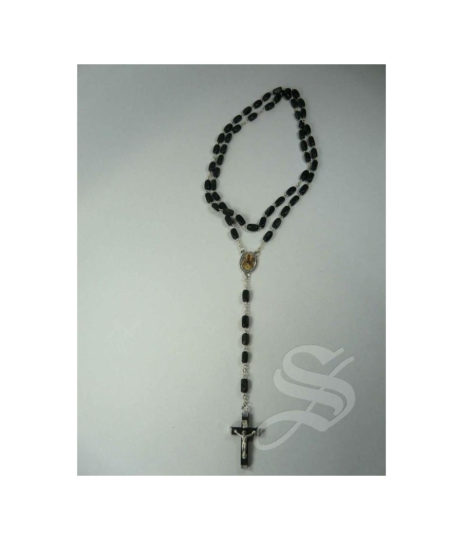ROSARIO CUADRADO MADERA NEGRO 6 X 8 MM VIRGEN DEL PRADO