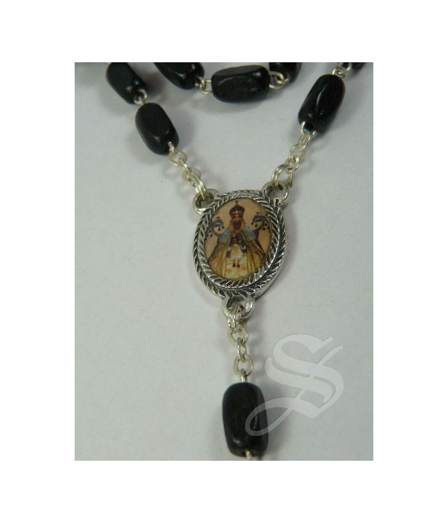 ROSARIO CUADRADO MADERA NEGRO 6 X 8 MM VIRGEN DEL PRADO