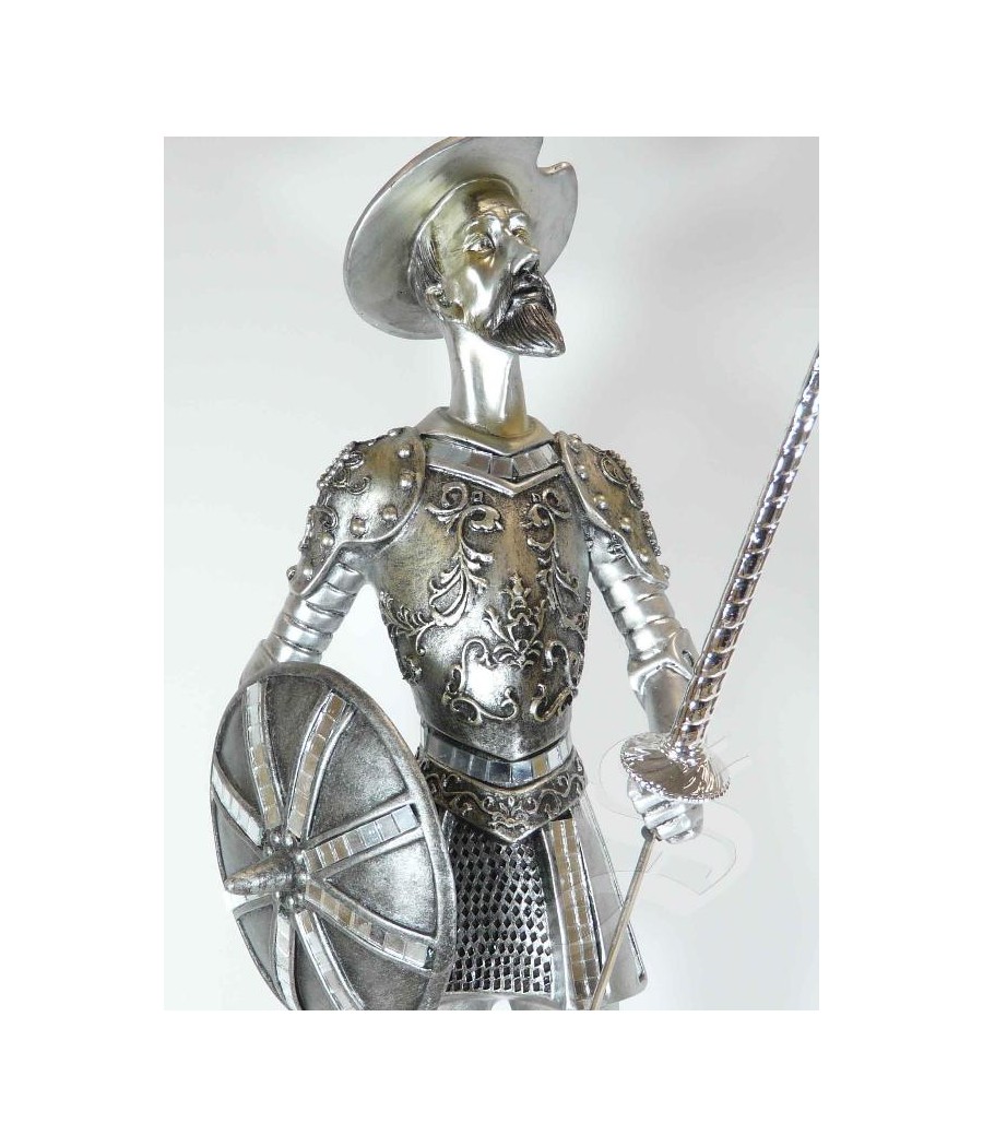 QUIJOTE RESINA 55 CM.LANZA PLATEADO