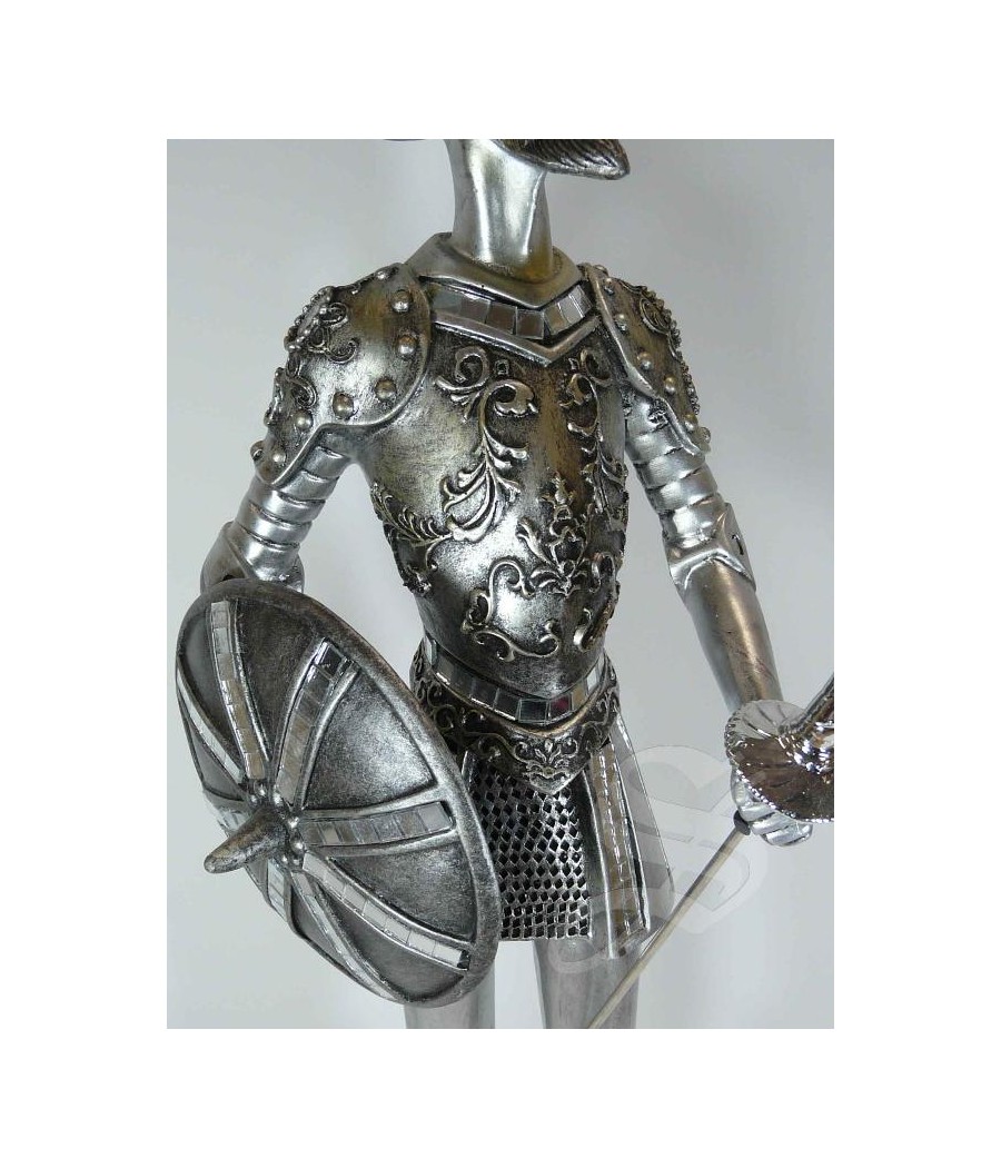 QUIJOTE RESINA 55 CM.LANZA PLATEADO