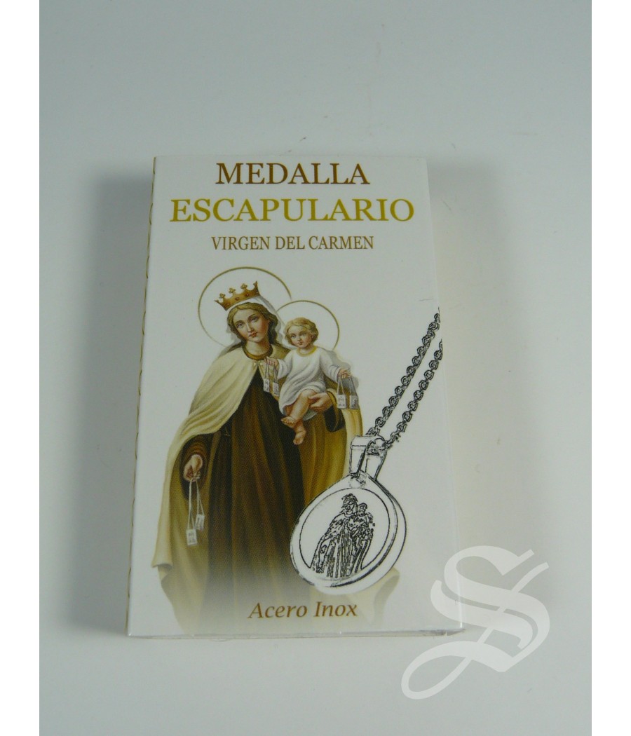 MEDALLA ESCAPULARIO VIRGEN DEL CARMEN EN ACERO CON CADENA