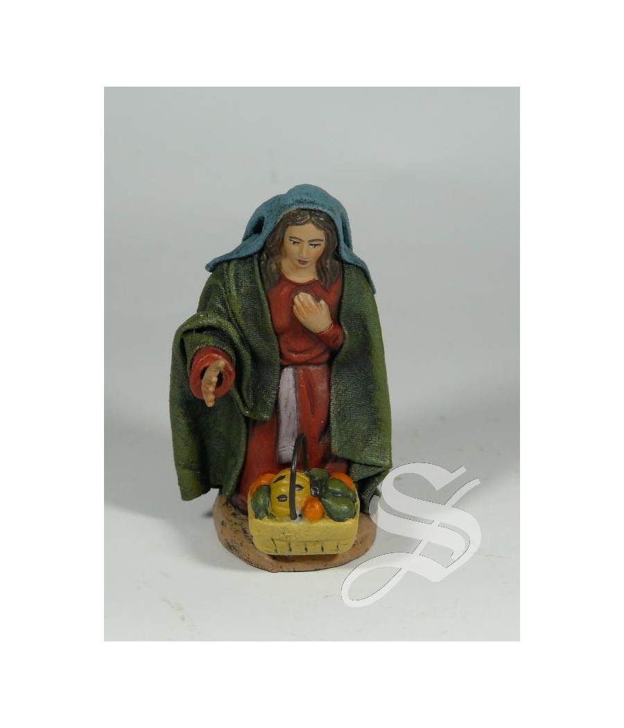 PASTORA ADORANDO CON CESTA 10 CM.