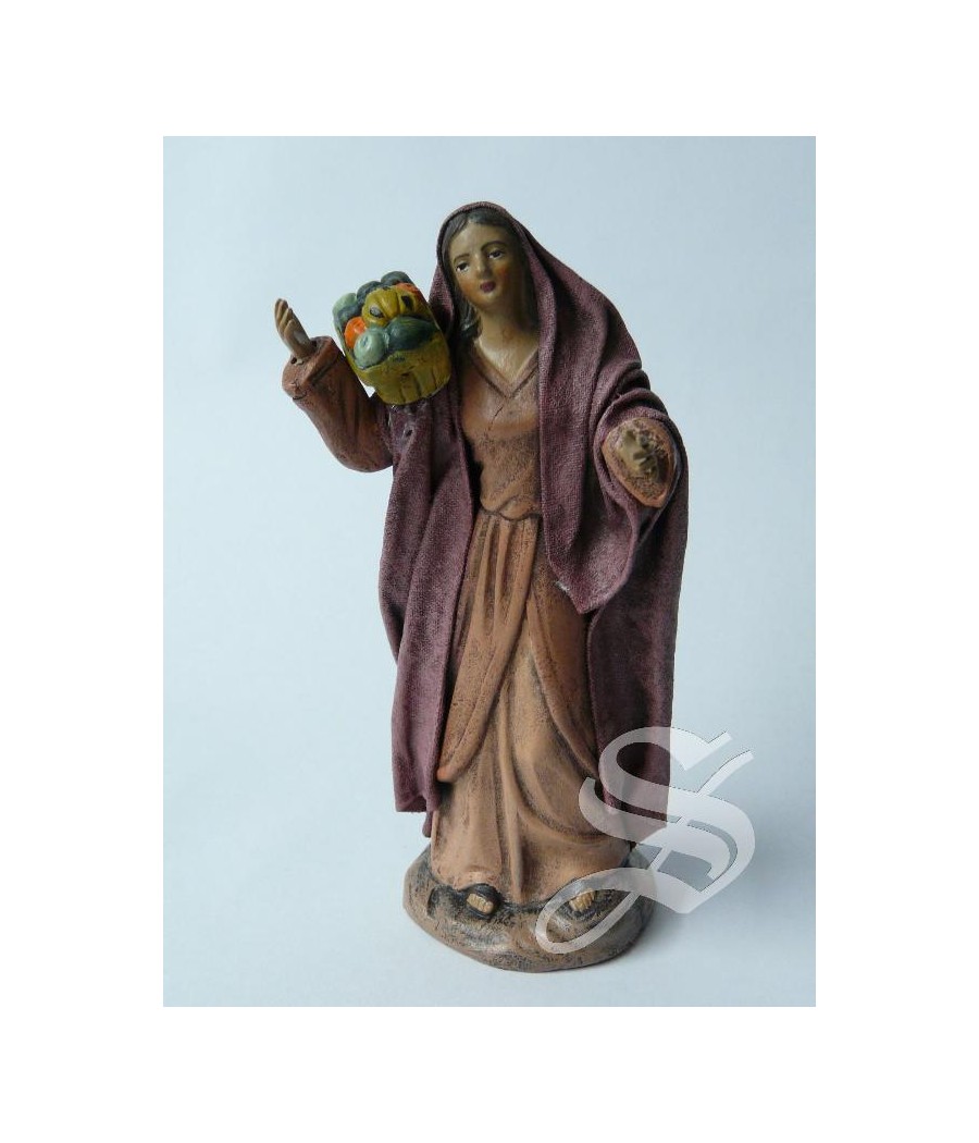 PASTORA CON CESTO  SOBRE EL HOMBRO  14 CM