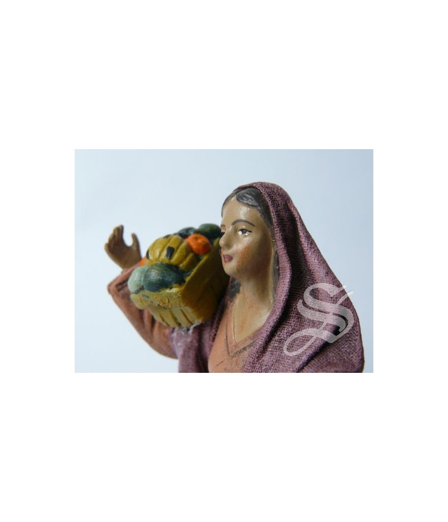 PASTORA CON CESTO  SOBRE EL HOMBRO  14 CM