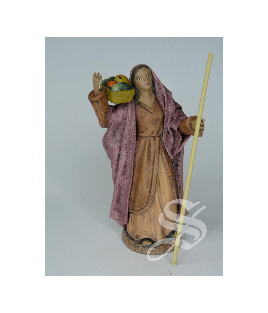 PASTORA CON CESTO SOBRE EL HOMBRO 12 CM