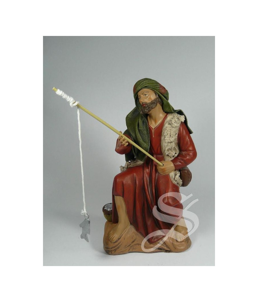 PESCADOR 21 CM. BARRO LIENZADO