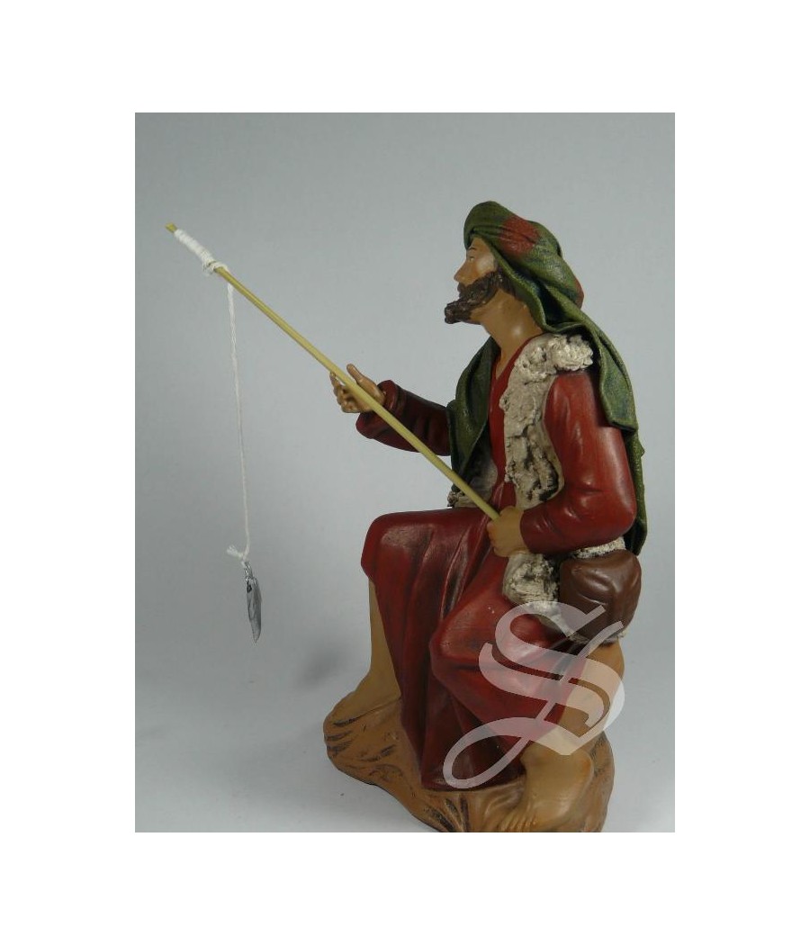 PESCADOR 21 CM. BARRO LIENZADO
