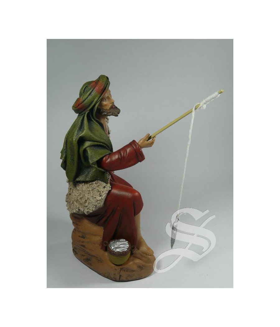 PESCADOR 21 CM. BARRO LIENZADO