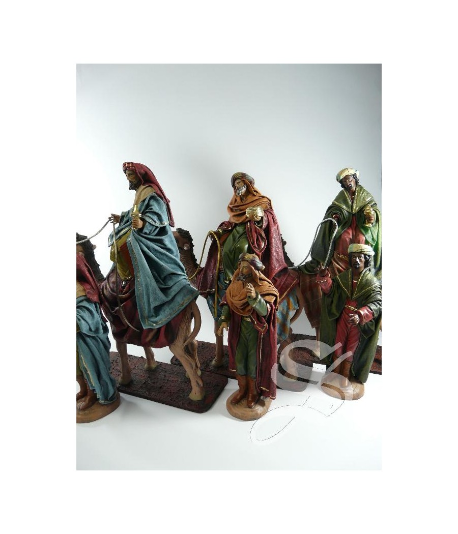 REYES A CAMELLO Y PAJES 21 CM.  BARRO L
