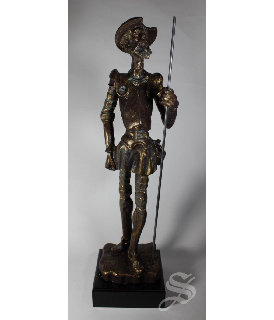 QUIJOTE 36 CM. MARMOLINA CON PEANA MADERA NEGRA 10 X 10 X 3 CM. ESPECIAL PARA PLACA TROFEO